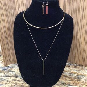 Layered necklace with matching earrings. Great shape